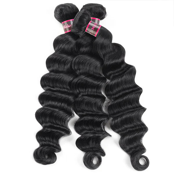 13 X 4 Lace Frontal With 3 Bundles Loose Deep Wave Brazilian Human Hair Extensions