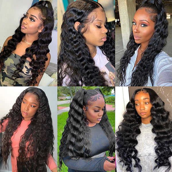 13 X 4 Lace Frontal With 3 Bundles Loose Deep Wave Brazilian Human Hair Extensions