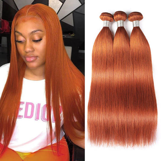 Ginger Bundles Orange Straight Human Hair Weave Brazilian Hair Bundles